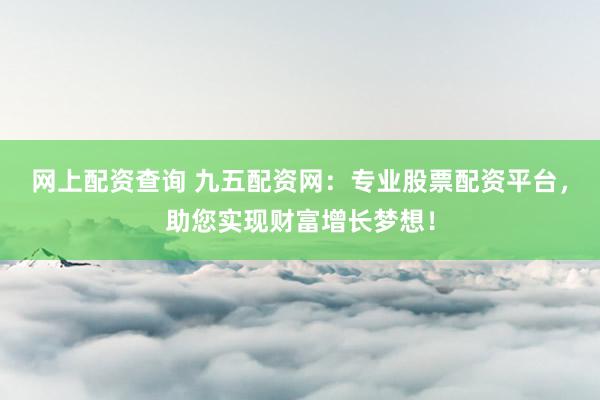 网上配资查询 九五配资网：专业股票配资平台，助您实现财富增长梦想！