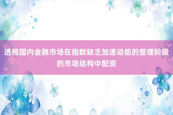 透视国内金融市场在指数缺乏加速动能的整理阶段的市场结构中配资