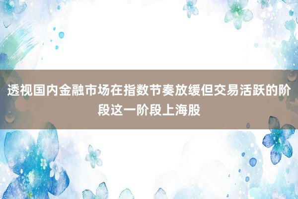 透视国内金融市场在指数节奏放缓但交易活跃的阶段这一阶段上海股